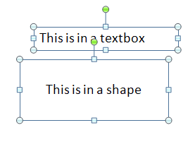 Presentation with textbox and shape with text